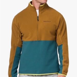 Marmot Men's Rocklin pullover 1/2 zip-up Mustard and Teal size XL oversized NWOT